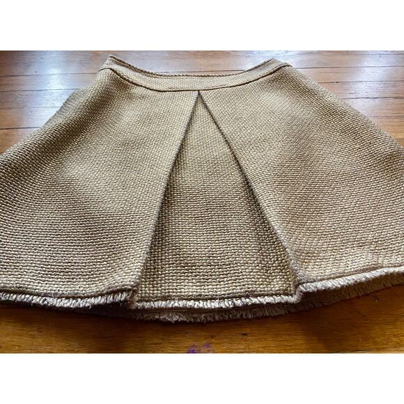 BANANA REPUBLIC Metallic Gold Wool Pleated Skirt sz 0 - Picture 4 of 10